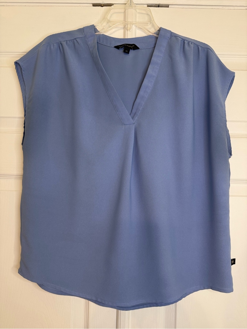 Banana Republic Periwinkle Blue V-Neck Cap Sleeve Women's Top